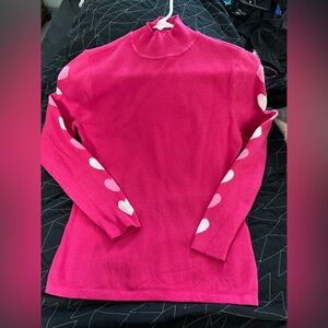 New York & Company Fuchsia Sweater with Heart Accents Medium Valentine’s Day
